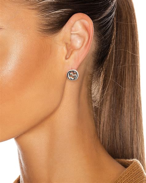 gucci heart stud earrings|gucci silver interlocking g earrings.